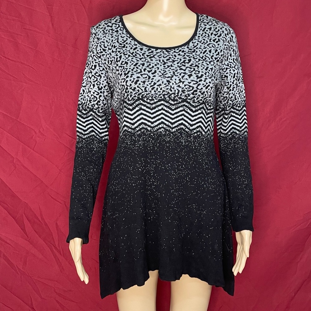 Style & Co Cheetah Animal Print Knit Fit & Flare Skater Tunic Size Medium